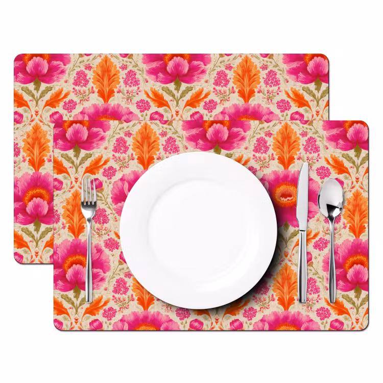 Set de table - Fleurs - Baroque - Rose - Orange — 2