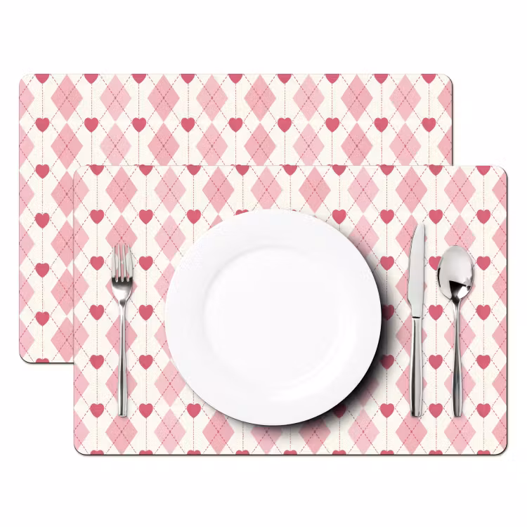 Set de table - Losanges - Classique - Rose - Blanc — 2