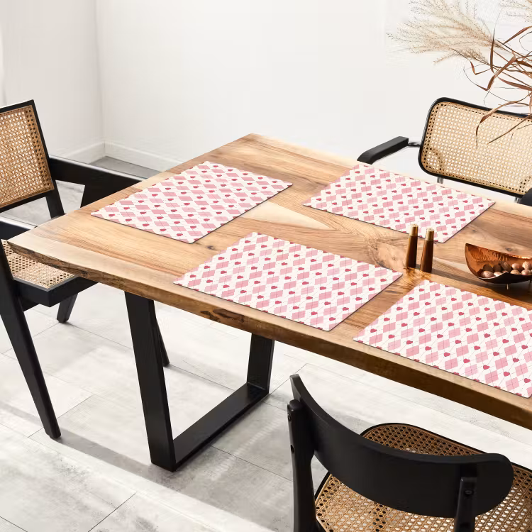 Set de table - Losanges - Classique - Rose - Blanc — 3
