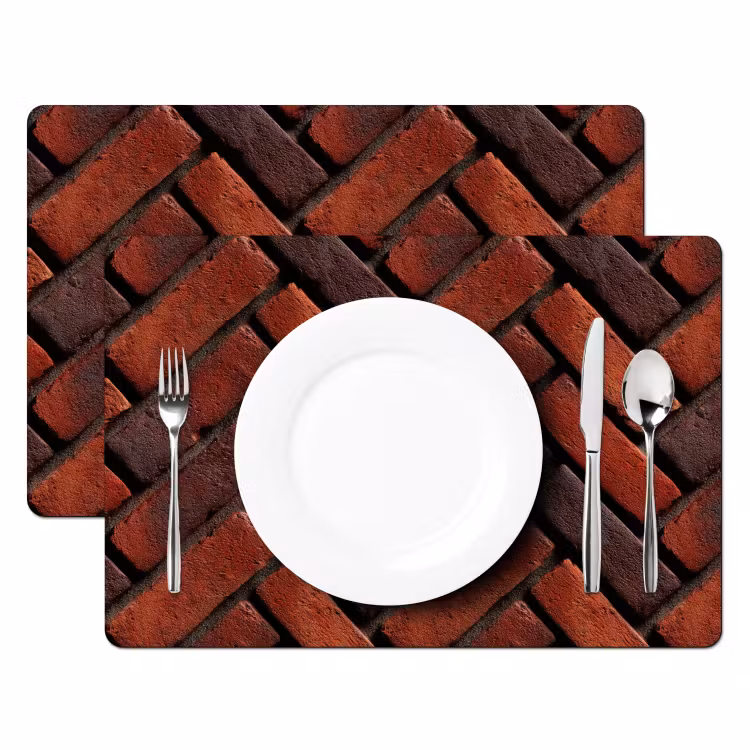 Set de table - Briques - Chevrons - Texturé - Rouge-brun — 2