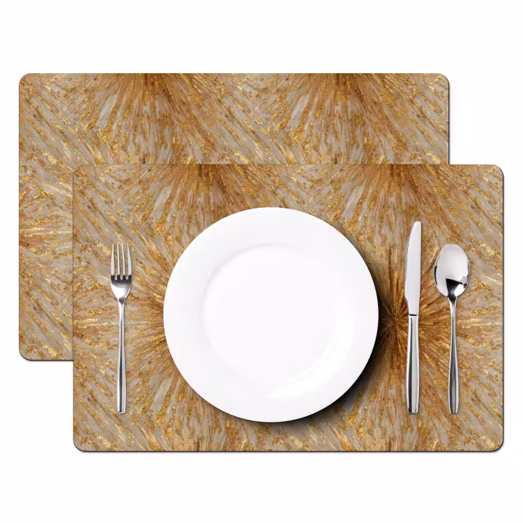Set de table - Explosion - Abstrait - Or - Blanc — 2