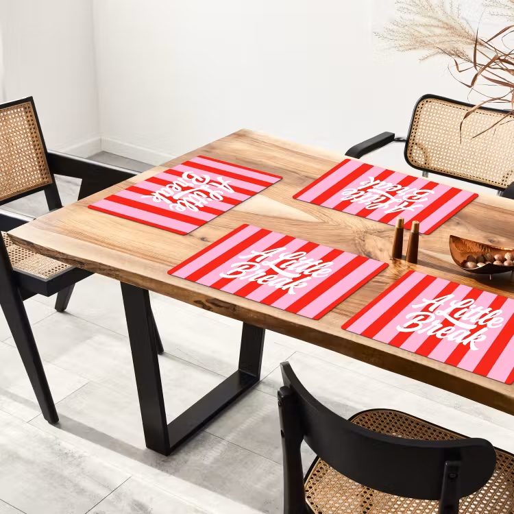 Set de table - A Little Break - Rayures - Rouge - Rose — 3