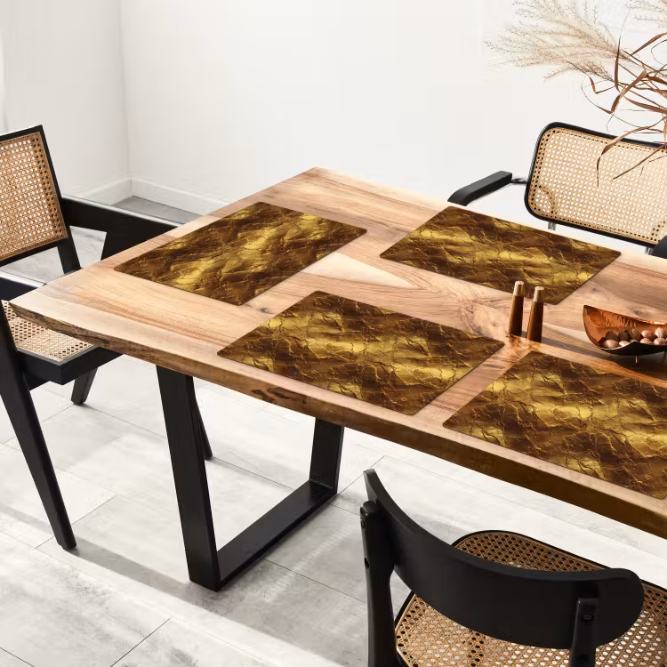 Set de table - Feuille d'or - Texture - Or — 3