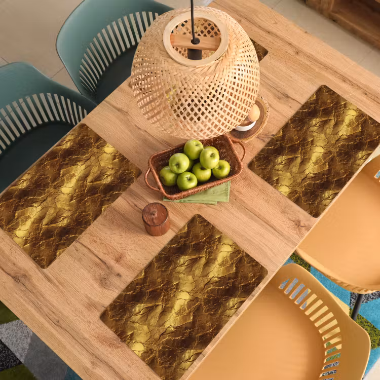 Set de table - Feuille d'or - Texture - Or — 4