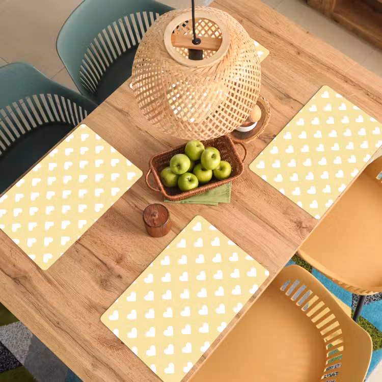 Set de table - Coeurs - Motif - Jaune — 4