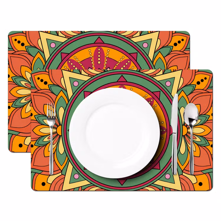 Set de table - Mandala - Fleurs - Abstrait - Coloré — 2