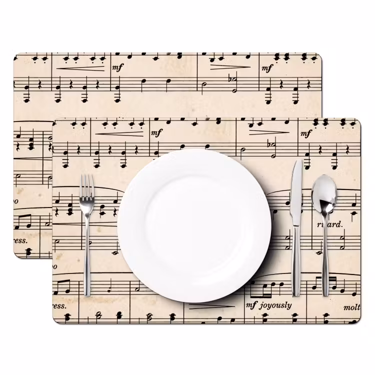 Set de table - Notation musicale - Portées - Art - Classique - Beige — 2