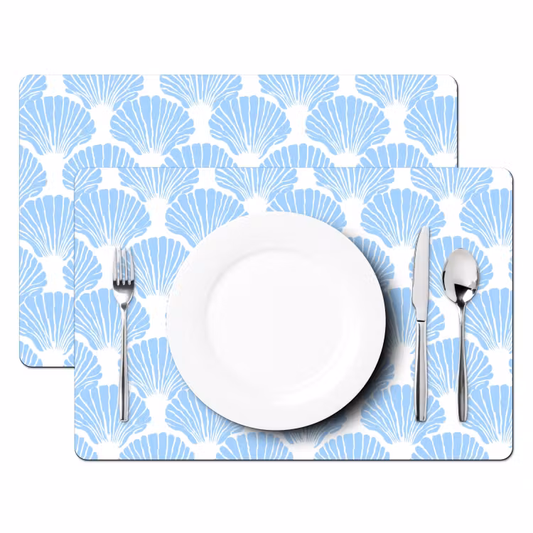 Set de table - Bleu - Blanc - Coquillages - Graphisme - Texture — 2