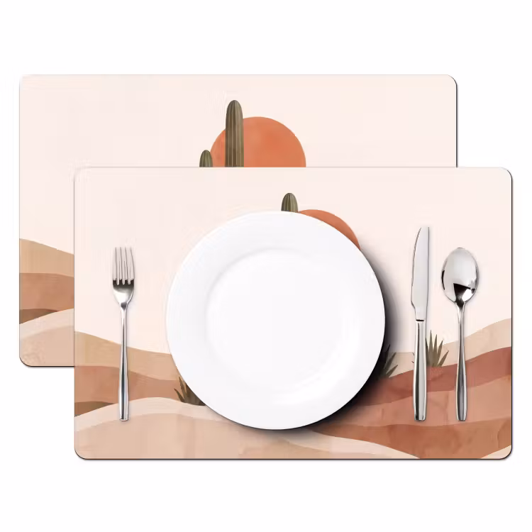 Set de table - Cactus - Dunes - Moderne - Paysage - Vert — 2