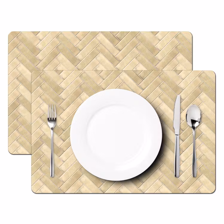Set de table - Chevrons - Carreaux - Sable — 2