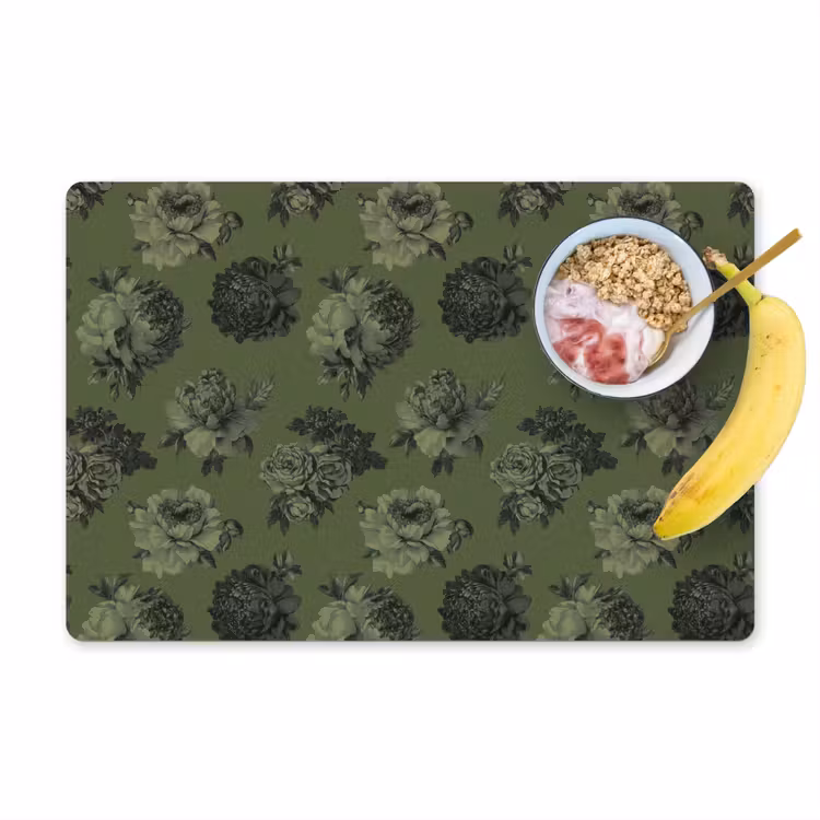 Set de table - Classique - botanique - vert d'olive - fleurs — 1