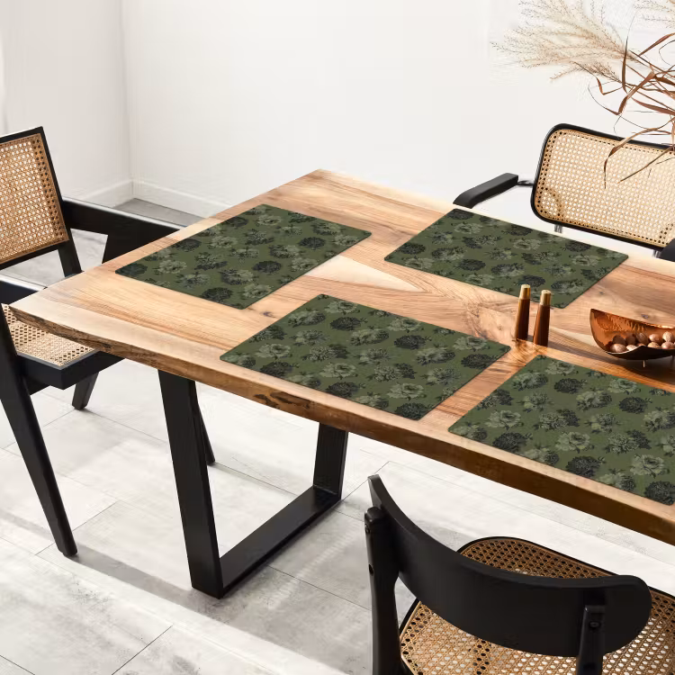 Set de table - Classique - botanique - vert d'olive - fleurs — 3