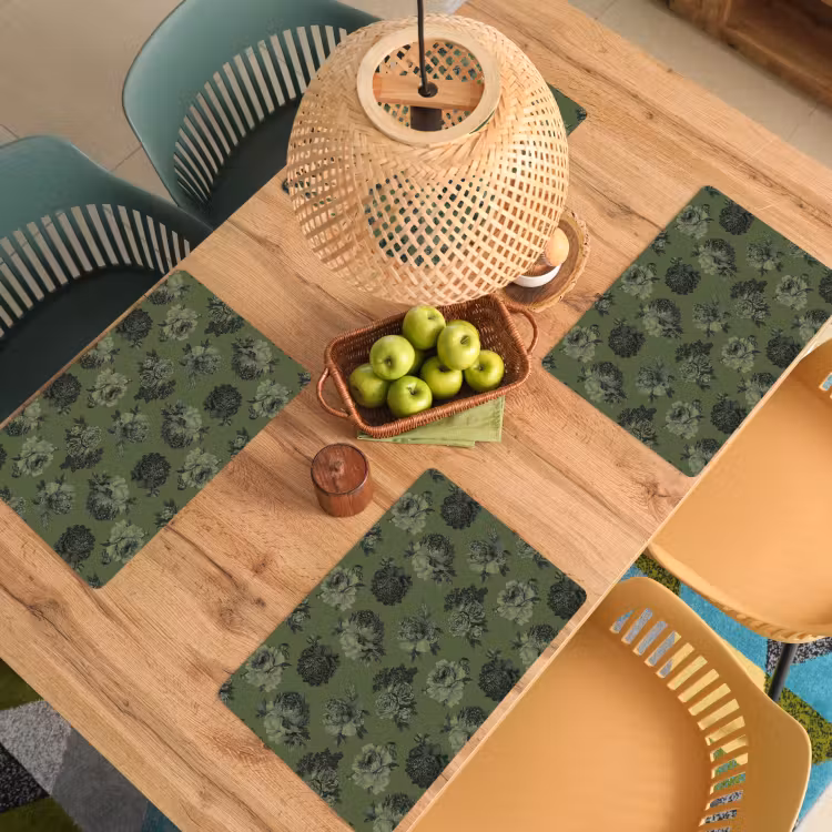 Set de table - Classique - botanique - vert d'olive - fleurs — 4