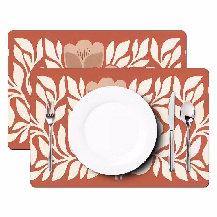 Set de table - Fleurs - Abstrait - Moderne - Beige - Nature — 2
