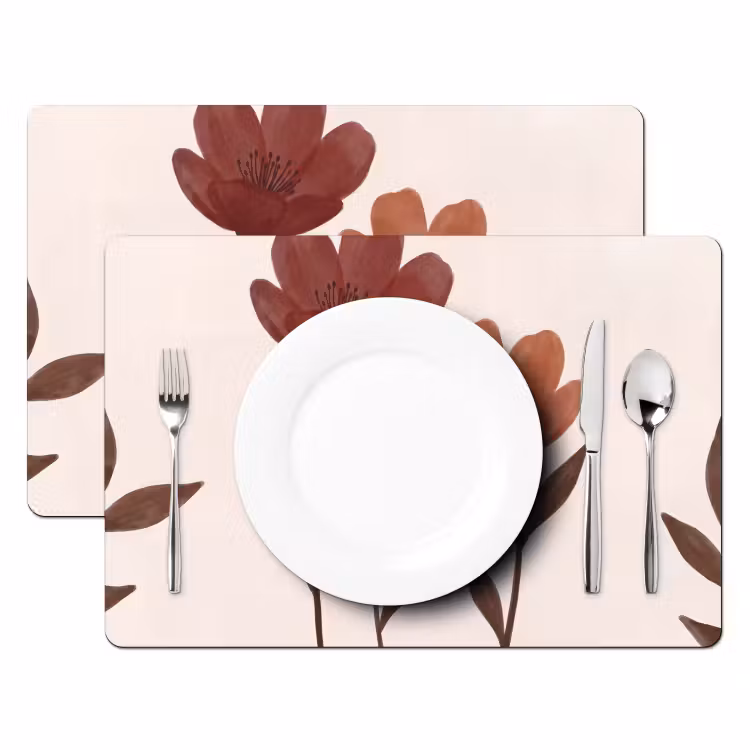 Set de table - Fleurs - Abstrait - Moderne - Marron - Décoratif — 2