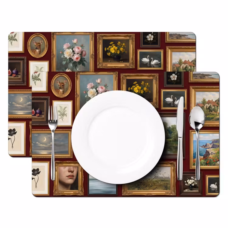 Set de table - Fleurs - Vase - Classique - Art - Rouge — 2