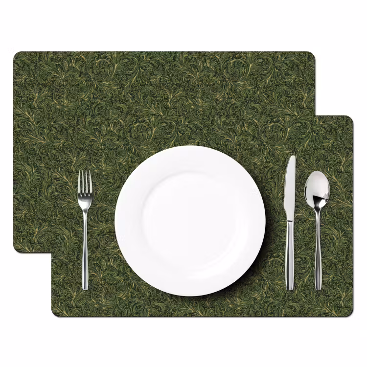 Set de table - Foncé - Vert - Bouclé - Botanique — 2