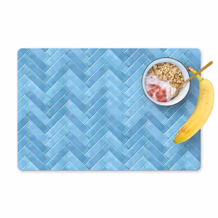 Set de table - Herringbone - Carrelage mural - Bleu clair — 1