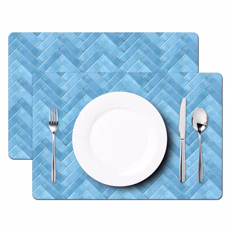 Set de table - Herringbone - Carrelage mural - Bleu clair — 2