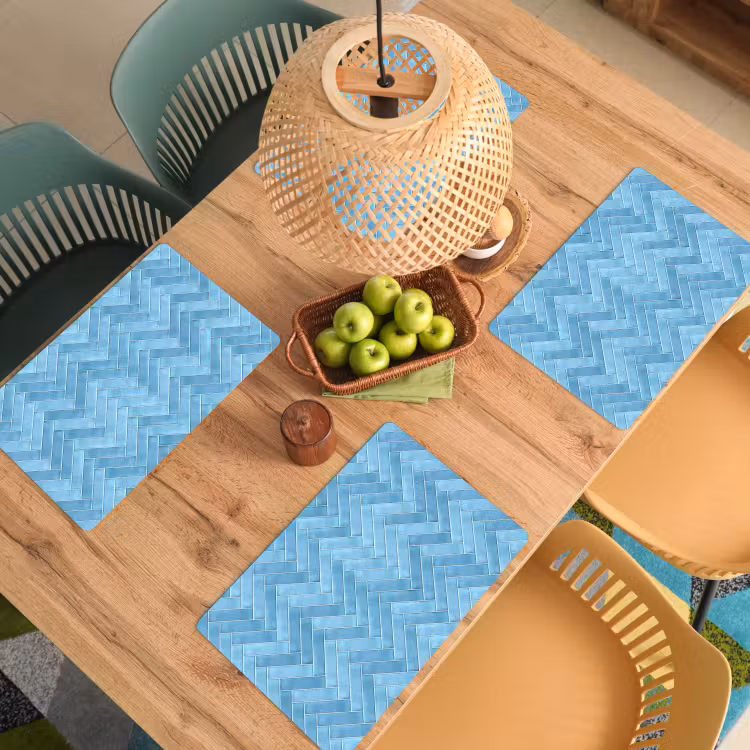 Set de table - Herringbone - Carrelage mural - Bleu clair — 4