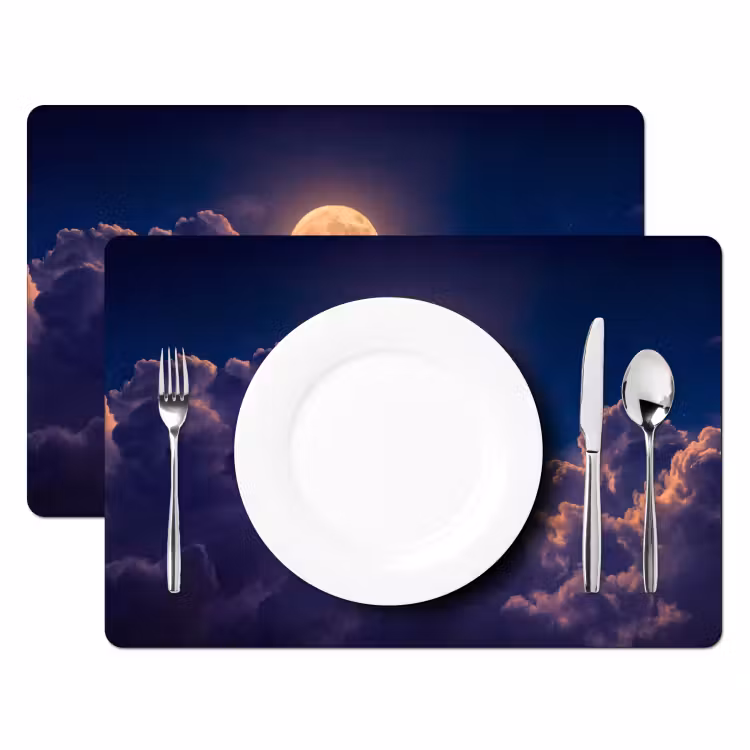Set de table - Lune - Nuages - Nuit - Orange — 2
