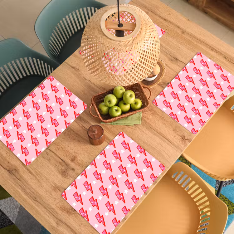 Set de table - Motif - Éclair - Étoile - Paillettes - Rose — 4
