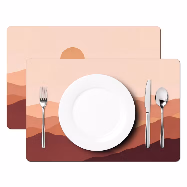 Set de table - Nature - Collines - Abstrait - Moderne - Orange — 2