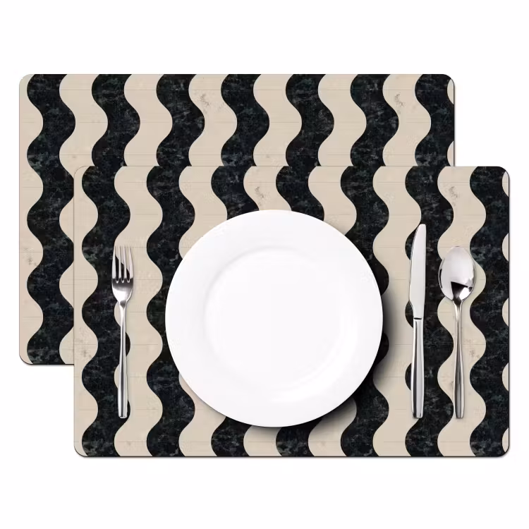 Set de table - Motif - Marbre - Vert - Crémé — 2