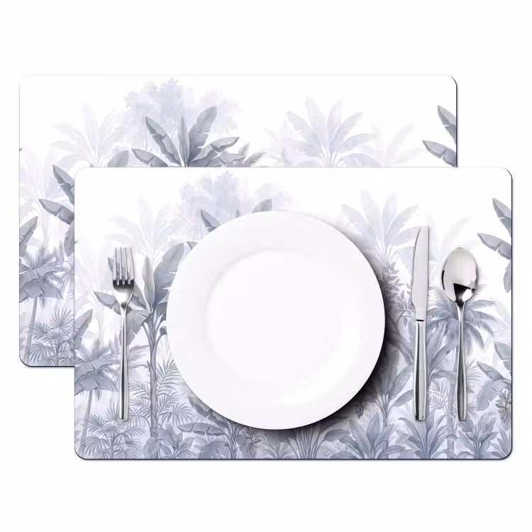 Set de table - Chat - Forêt tropicale - Moderne - Gris — 2