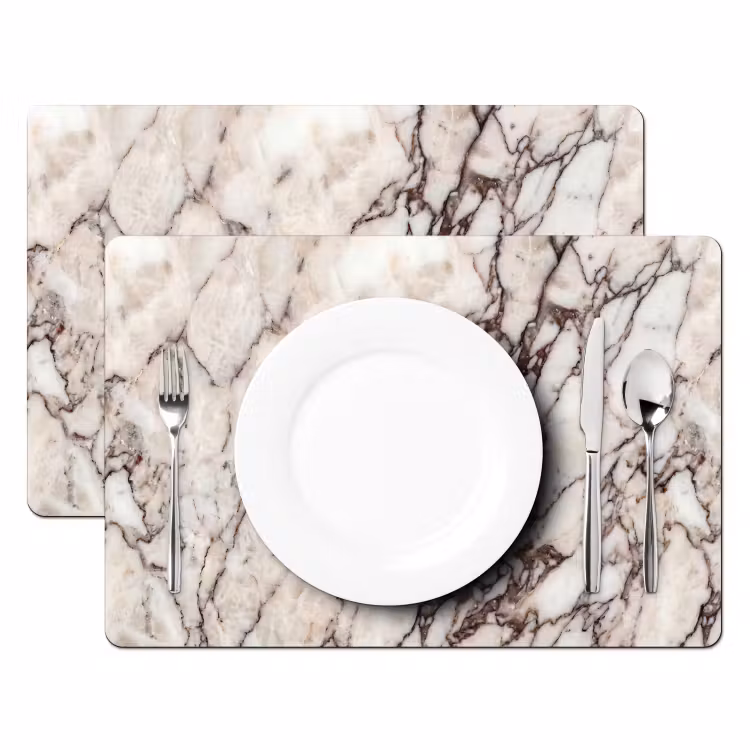 Set de table - Marbre - Texture - Abstrait - Blanc - Marron — 2