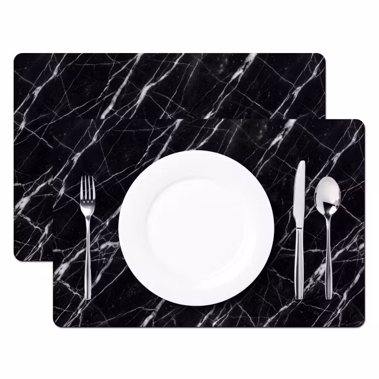 Set de table - Marbre - Veines - Abstrait - Noir — 2