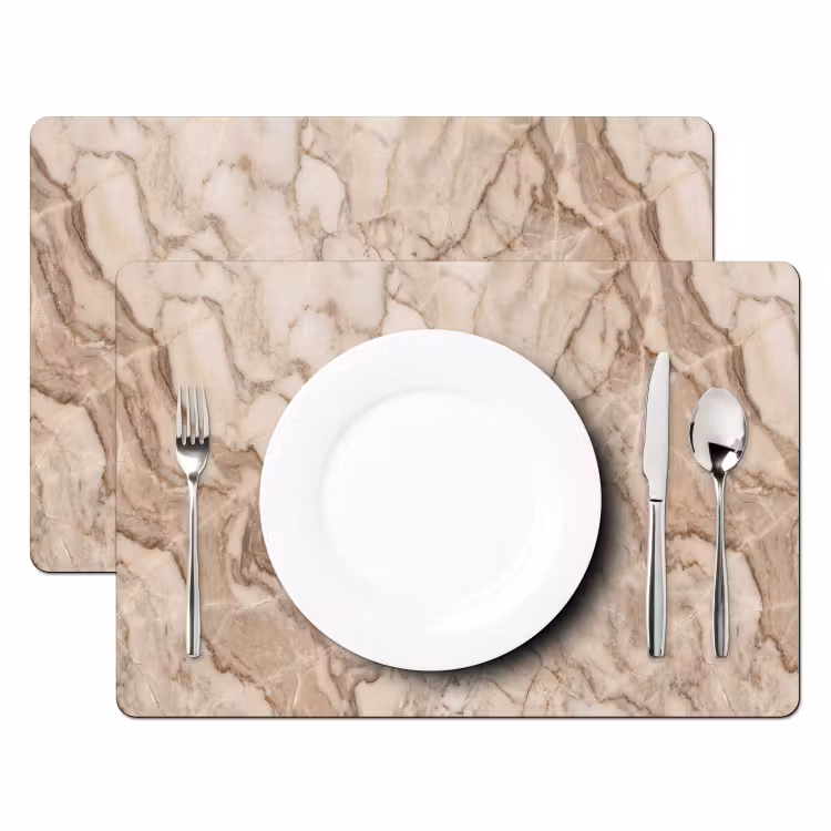 Set de table - Marbre - Veines - Texture - Beige - Moderne — 2