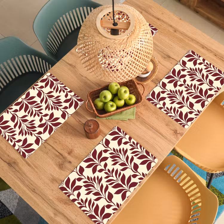 Set de table - Abstrait - Feuilles - Bourgogne — 4
