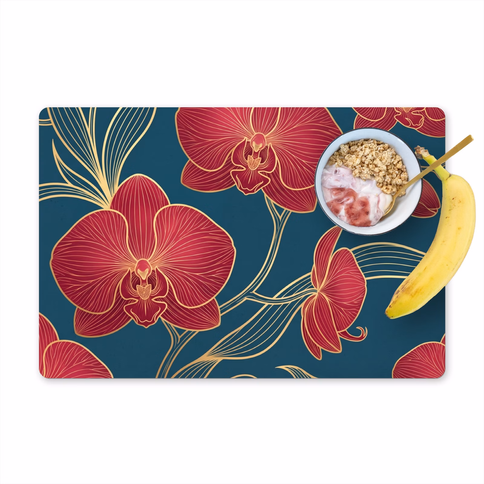 Set de table - Fleurs - Rouge - Or — 1