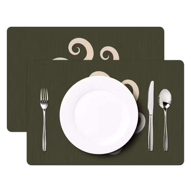 Set de table - Motif - Spirale - Abstrait - Moderne - Vert — 2