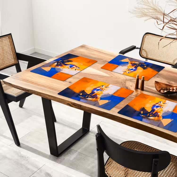 Set de table - Renard - Orange - Formes - Abstrait — 3
