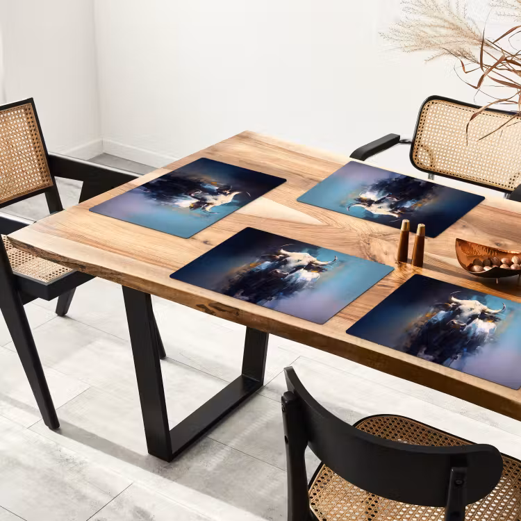 Set de table - Taureau - Noir - Abstrait - Cornes — 3