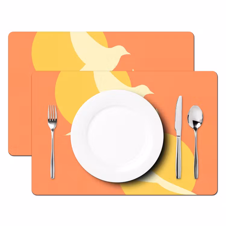 Set de table - Oiseaux - Cercles - Jaune — 2