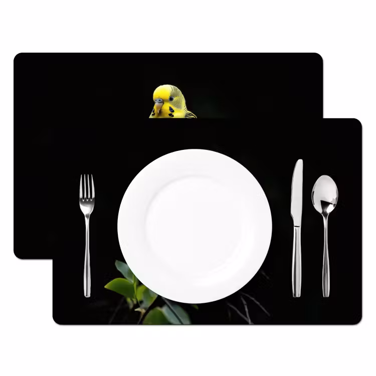 Set de table - Perruche - Branche - Feuilles - Jaune — 2