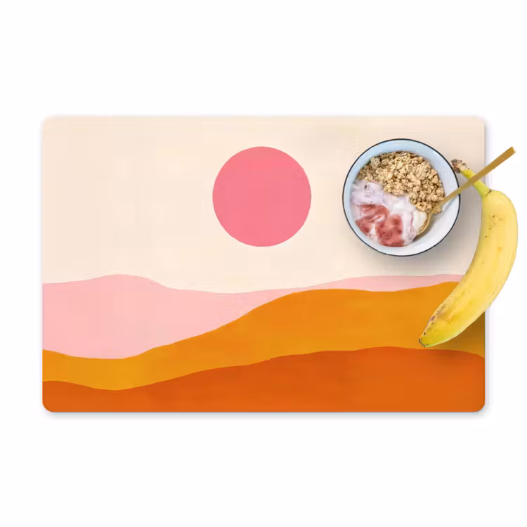 Set de table - Soleil - Collines - Abstrait - Rose — 1