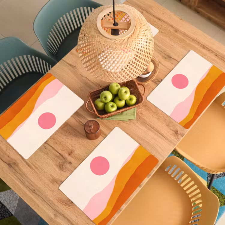 Set de table - Soleil - Collines - Abstrait - Rose — 4