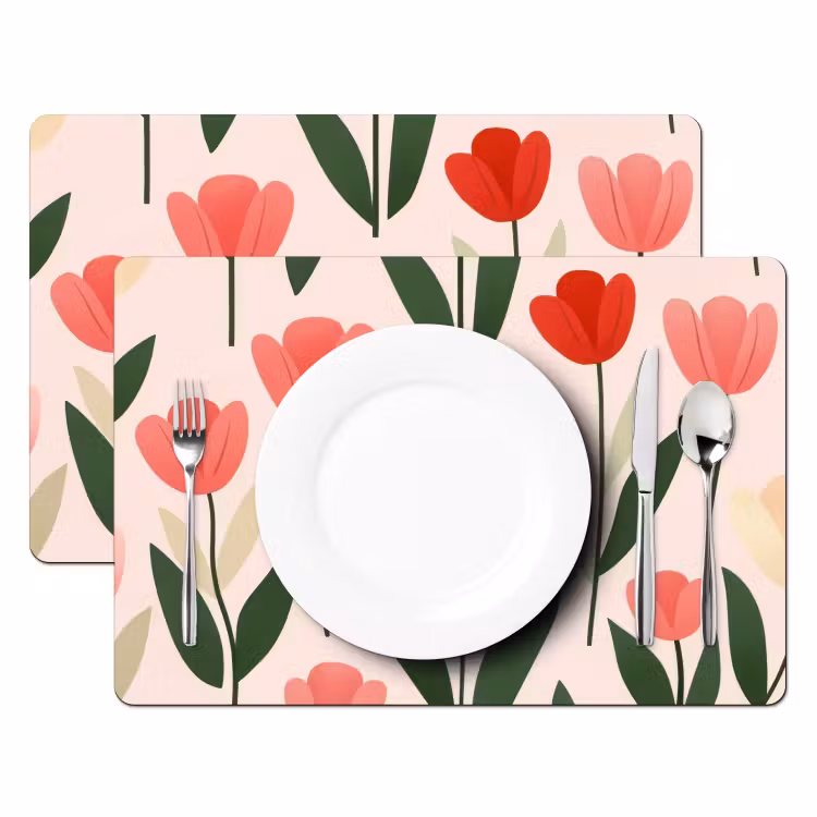 Set de table - Tulipes - Moderne - Rose — 2