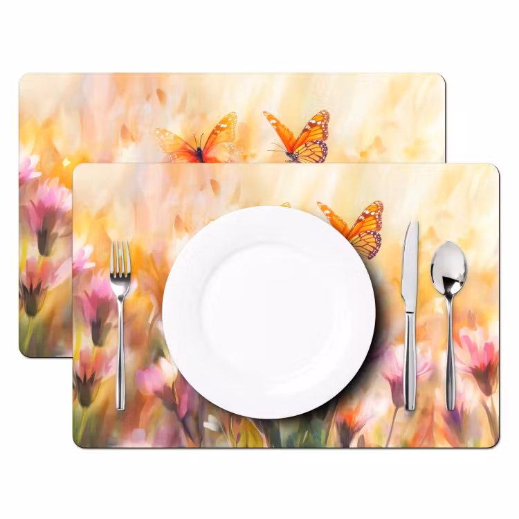 Set de table - Papillons - Orange - Fleurs — 2