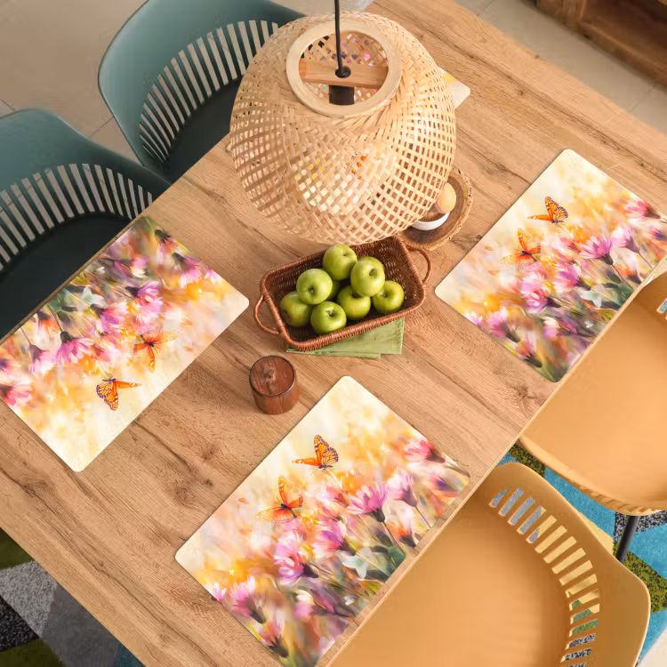 Set de table - Papillons - Orange - Fleurs — 4