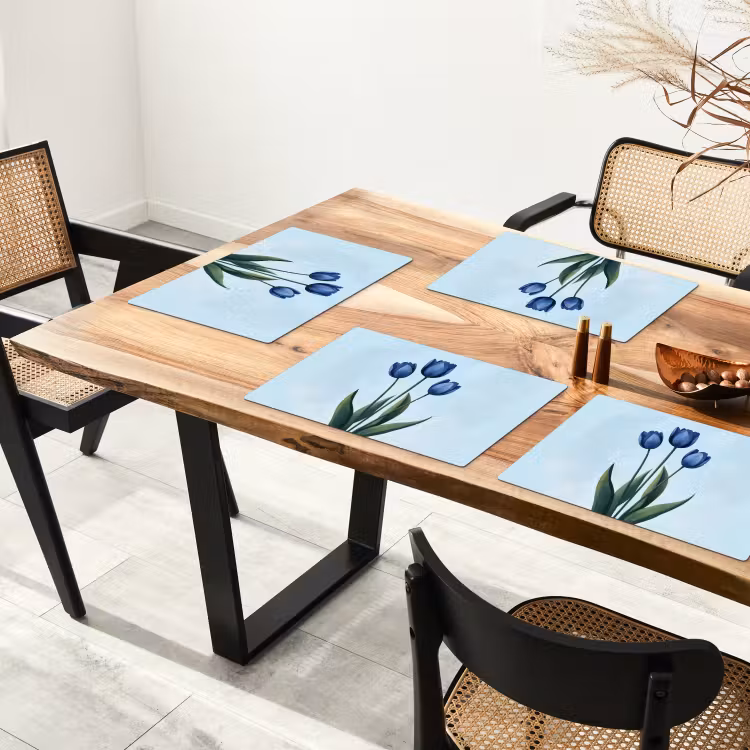 Set de table - Tulipes - Bleu - Feuilles — 3
