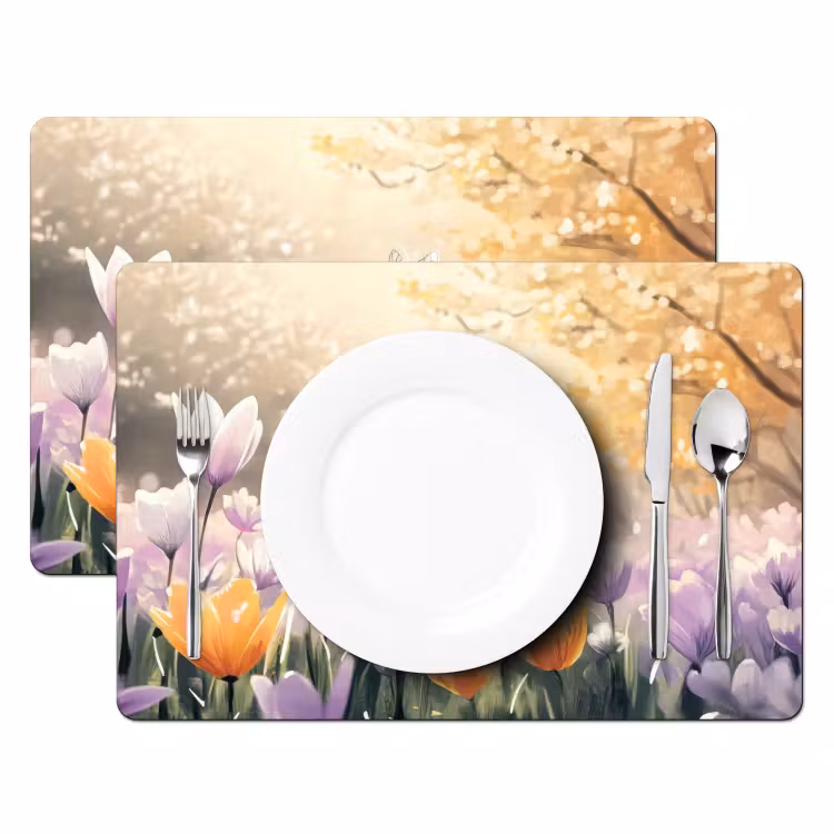 Set de table - Violettes - abeille - soleil — 2