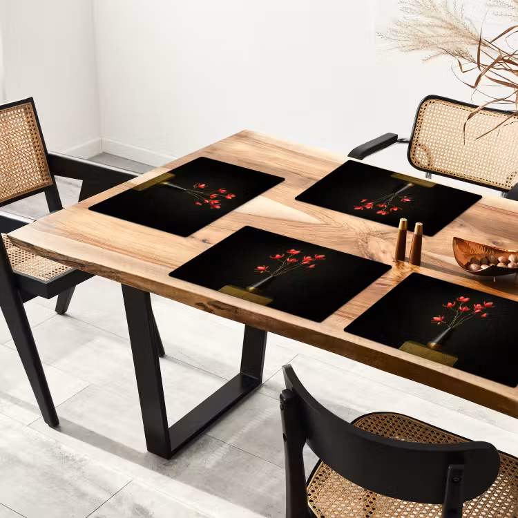 Set de table - Rouge - Fleurs - Vase — 3