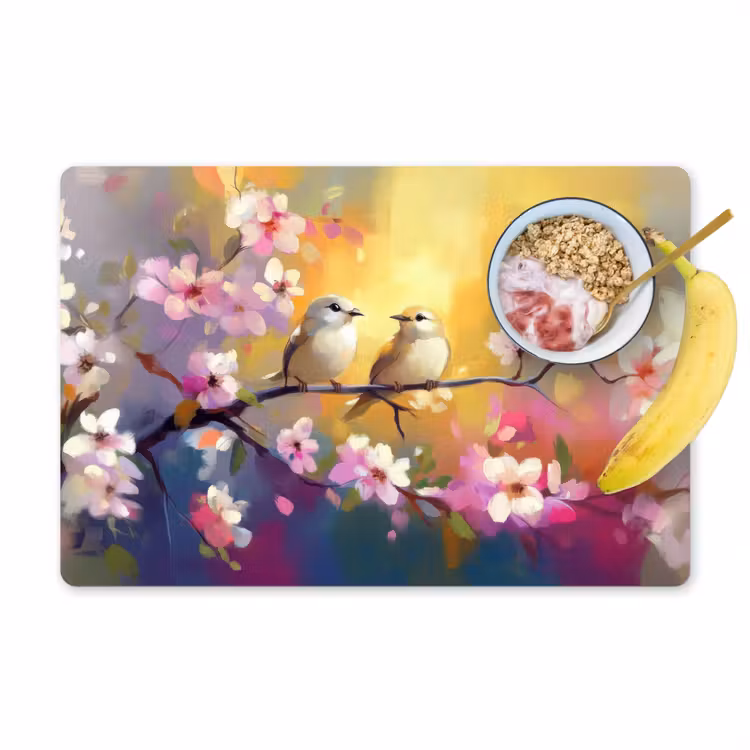 Set de table - Oiseaux - Fleurs - Rose — 1