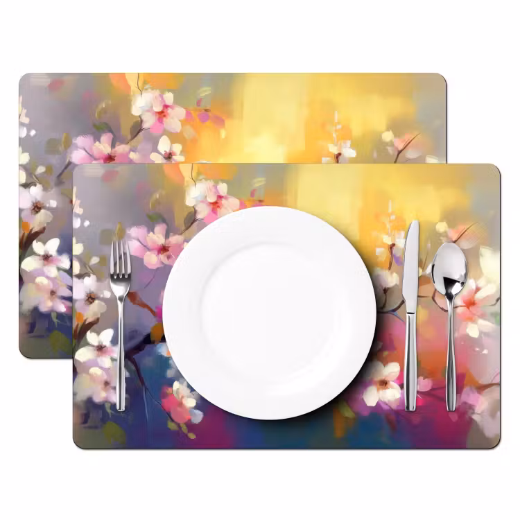 Set de table - Oiseaux - Fleurs - Rose — 2