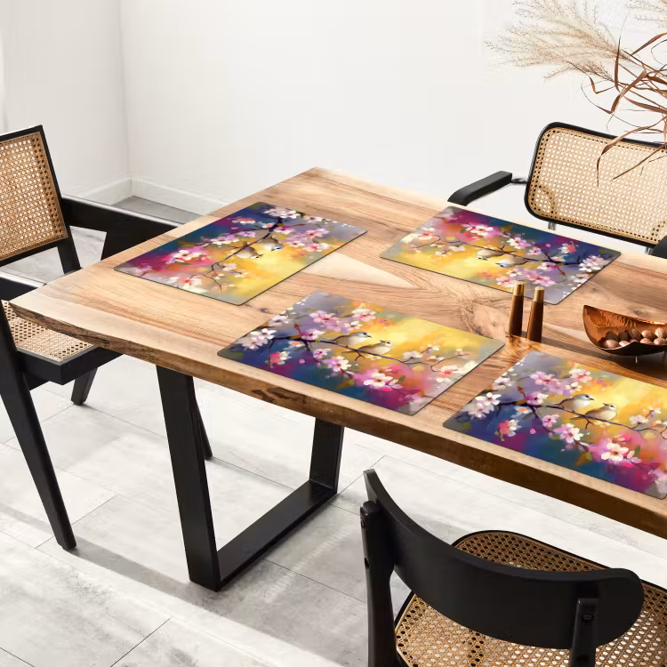 Set de table - Oiseaux - Fleurs - Rose — 3
